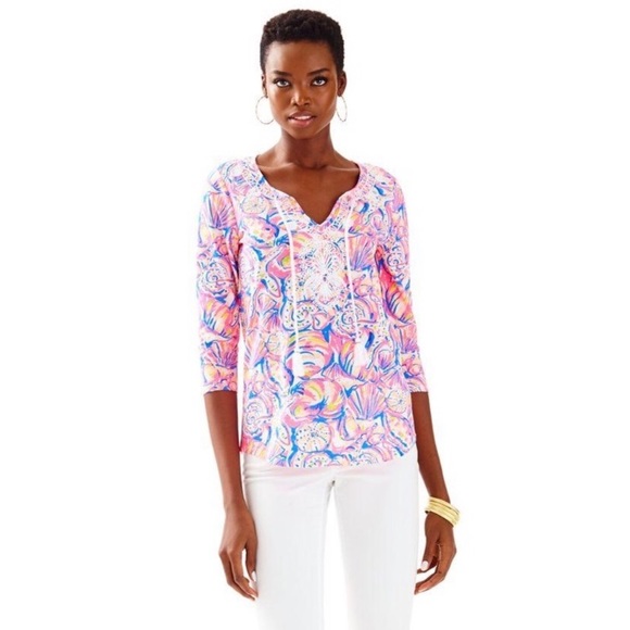 Lilly Pulitzer Tops - Lilly Pulitzer Holly Top Multi Shell of a Time